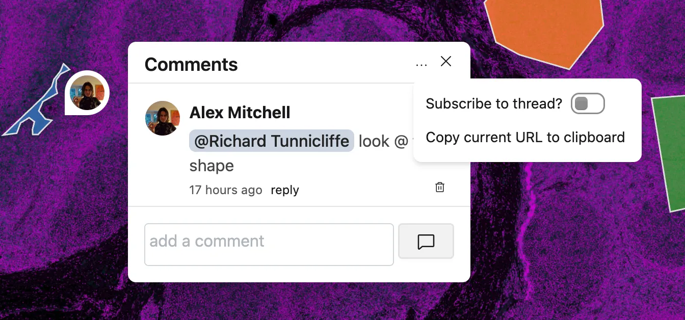 The Comments menu