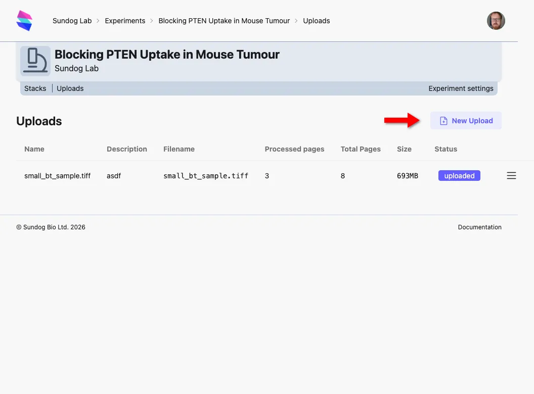Creating a new upload