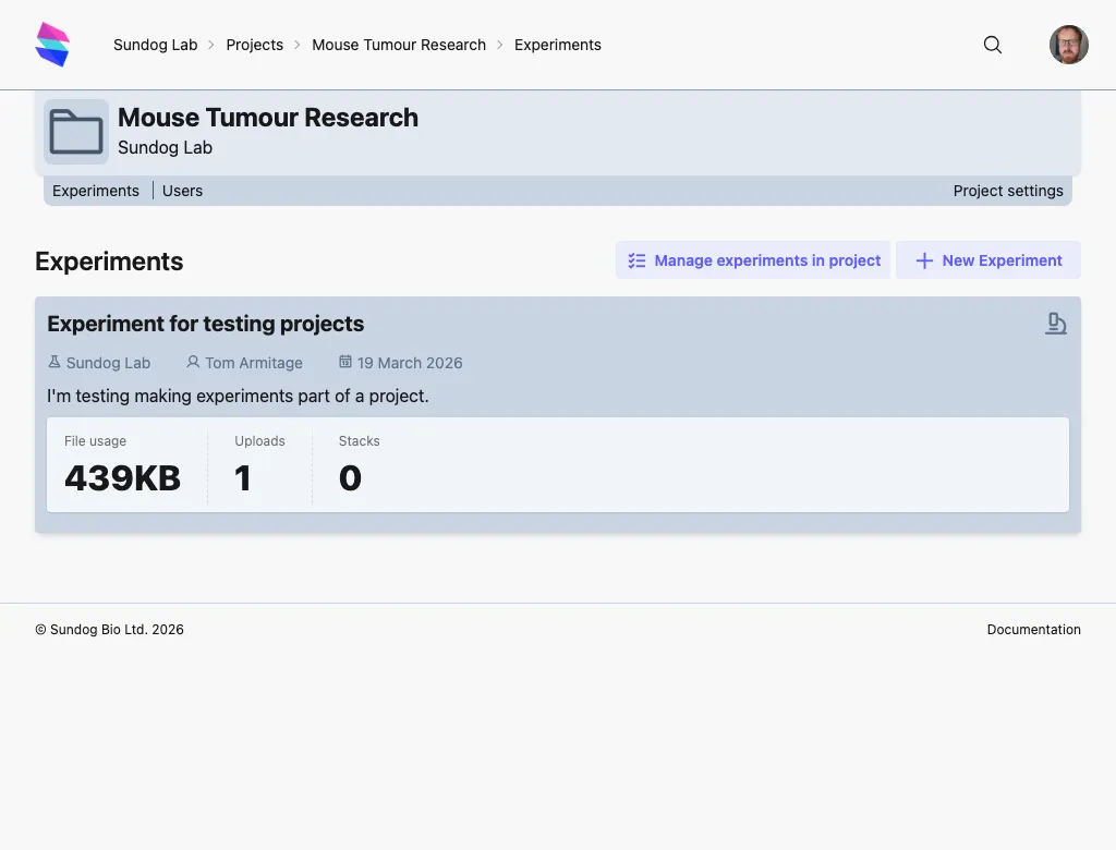 Experiments in a project